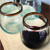 Stemless Glasses w/Amber Rim