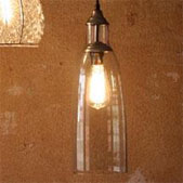 Recycled Glass Pendant Lamp w/ Tall Glass Shade