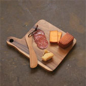 Rustic Acacia Wood Cheese Board with Knife