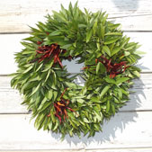 Bay Leaf Wreath with 3 Sets of Chilis