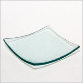 Aqua Recycled Glass Plate - Curved