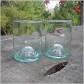 Short Recycled Glass Aqua Hue Drinking Glass