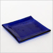 Blue Recycled Glass Plate - Flat