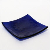 Blue Recycled Glass Plate - Curved