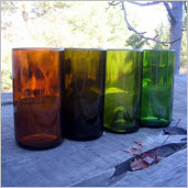 Colorful Recycled Glass Tall Drinking Glasses - Mixed Set of 4