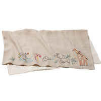 Critter Embroidered Linen Receiving Blanket