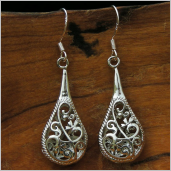 Sterling Silver Filigree Rain Earrings