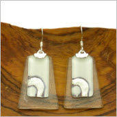 Stacked Glass Trapezoid Sterling Silver Earrings