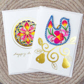 Hand-Embroidered Christmas Ornaments Greeting Cards