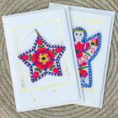 Greeting Cards w/ Hand-Embroidered Christmas Ornaments