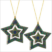 Handpainted Double Star Christmas Ornaments