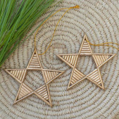 Newsprint Star Christmas Ornaments - Gold