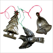 Recycled Metal Christmas Ornaments -Set of 3 