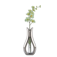 Nambe Vase-Tulip Bud Vase W/Silk Orchid - 9 In H. X 4 In W.