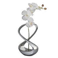 Nambe Infinity Vase W/Silk Orchid