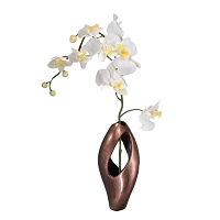 Nambe Heritage Pebble Twist Bud Vase W/Silk Orchid 8 In Ht