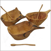 Olive Wood Salt Pot and Spoon Set