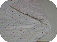 Organic Cotton Crib Comforter Cover Pink Stripe/Hearts