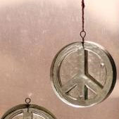 Recycled Glass Peace Sign Christmas Ornament