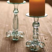 Colombian Recycled Glass Candle Holders S/2