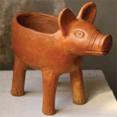 Terracotta Pig Planter Stand