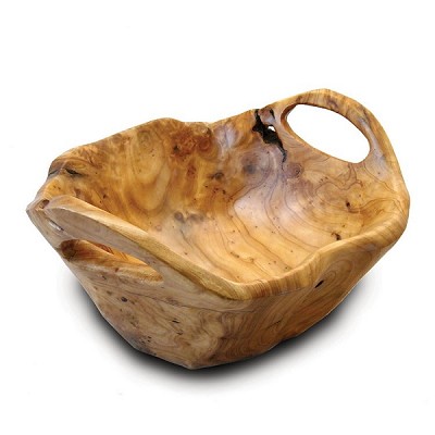 Natural Root Wood Medium Bowl with Handles