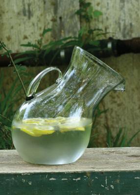 Large Glass Tilted Pitcher