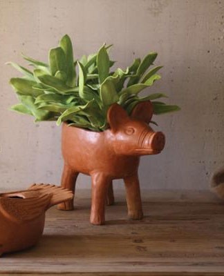 Terracotta Pig Planter Stand