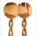 Twist Handle Pear Wood Salad Servers